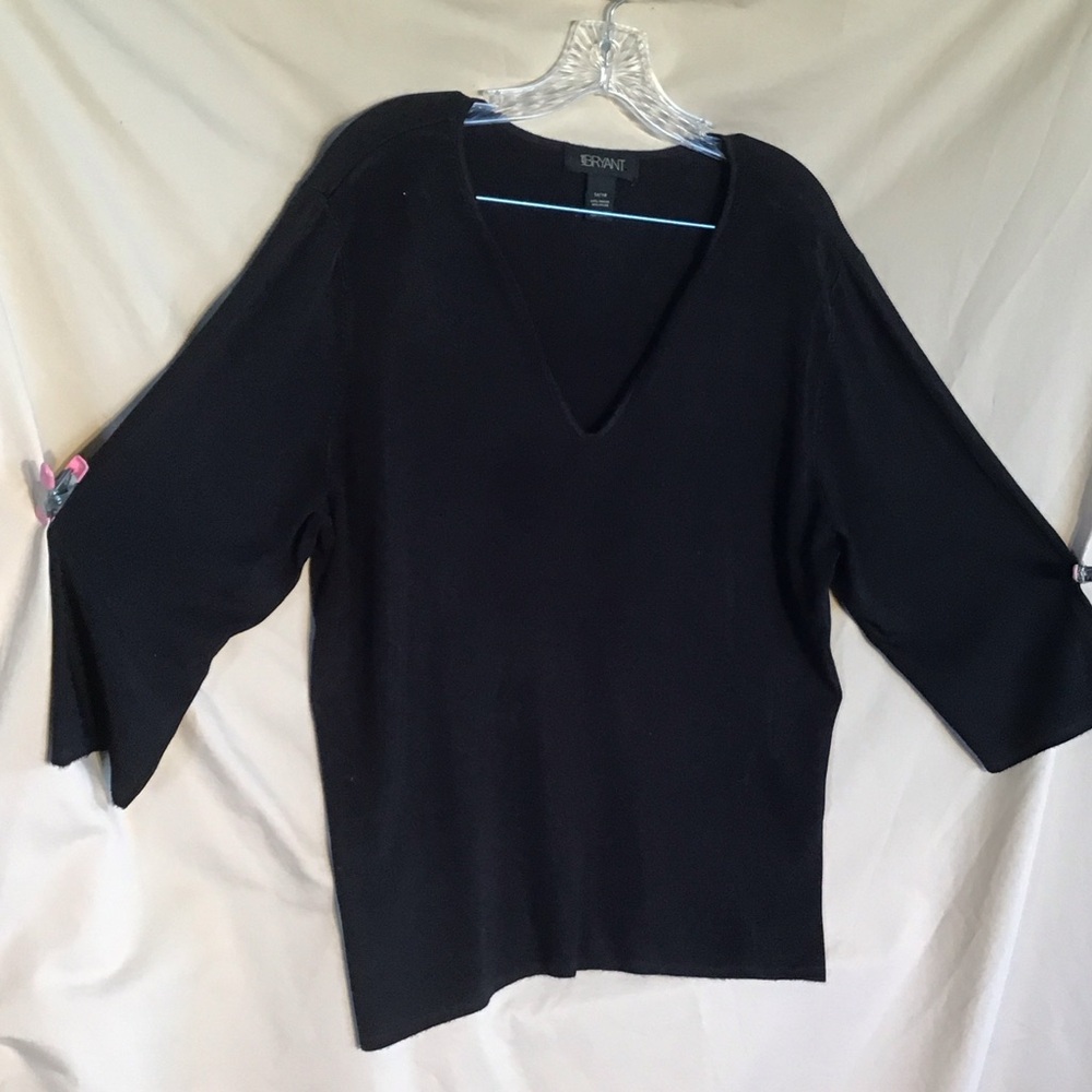 Lane Bryant Black V-Neck Sweater 3/4” Sleeves